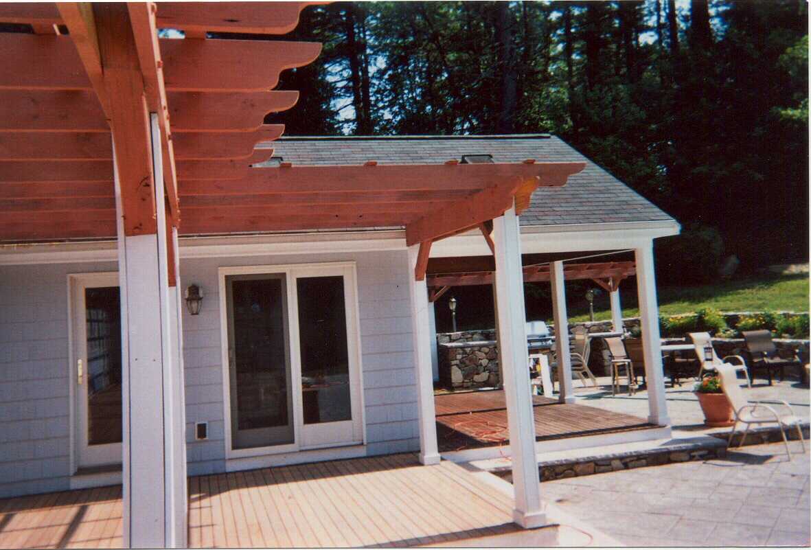 Pergola with mahogany decking