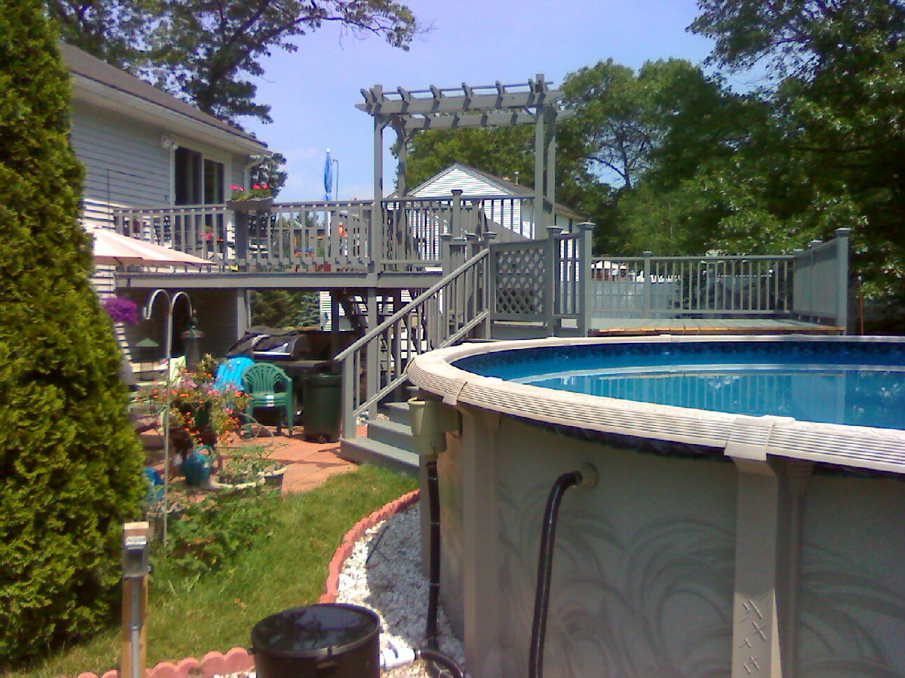 above gr pool deck, upper deck, bridge, 2 child safety gates